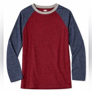 Old Navy Boys Raglan Long Sleeve Tee Maroon Blue Baseball Shirt Casual, L